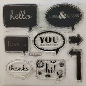 Close to my Heart My Acrylix Cricut WORD BALLOONS Clear Cling Stamps Set of 8